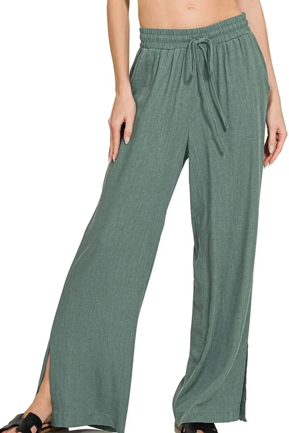Zenana Linen Drawstring Pants - VILLA FASHION